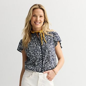 Petite Sonoma Goods For Life® Feminine Button Front Popover Top