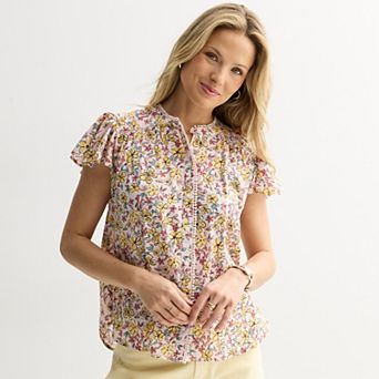 Petite Sonoma Goods For Life® Feminine Button Front Popover Top