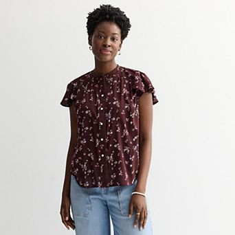Petite Sonoma Goods For Life® Feminine Button Front Popover Top