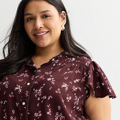 Plus Size Sonoma Goods For Life® Button Front Popover Sweater