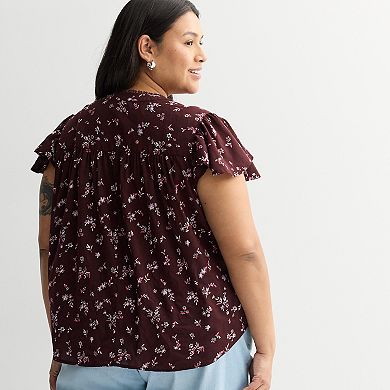 Plus Size Sonoma Goods For Life® Button Front Popover Sweater