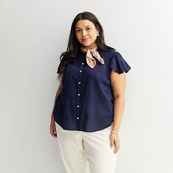 Plus Size Sonoma Goods For Life® Button Front Popover Sweater