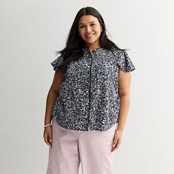 Plus Size Sonoma Goods For Life® Button Front Popover Sweater