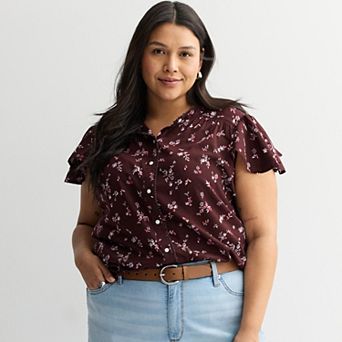 Plus Size Sonoma Goods For Life® Button Front Popover Sweater