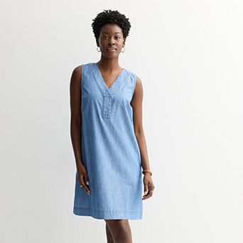 Petite Sonoma Goods For Life® Everyday Y-Neck Sleeveless Shift Dress