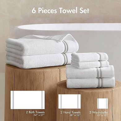 Madison Park Roan Border 6-Piece Bath Towel Set