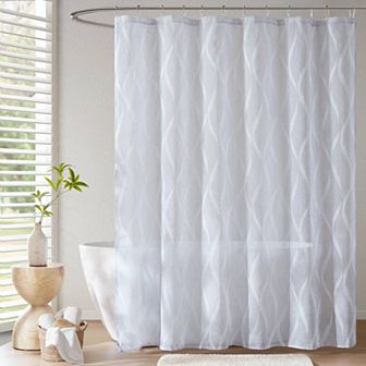 Madison Park Candice Sheer Shower Curtain with Modern Textured Design