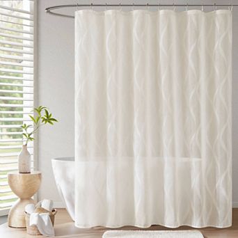 Madison Park Candice Sheer Shower Curtain with Modern Textured Design