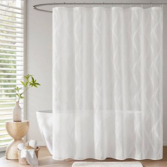 Madison Park Candice Sheer Shower Curtain with Modern Textured Design