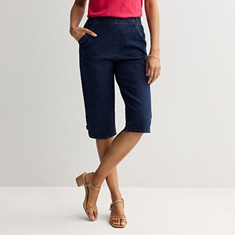 Petite Croft & Barrow® Pull-On Denim Skimmer Pants