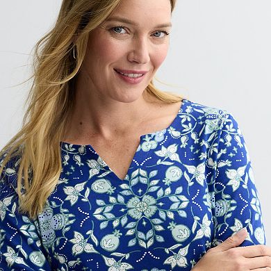 Women’s Croft & Barrow® Three Quarter Sleeve Splitneck Top