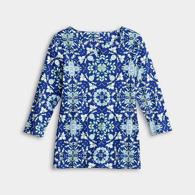 Women’s Croft & Barrow® Three Quarter Sleeve Splitneck Top