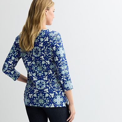 Women’s Croft & Barrow® Three Quarter Sleeve Splitneck Top