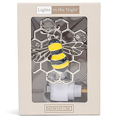 Ganz Black and Yellow Bee with Crystals and Honeycomb Zinc Plug In Night Light 3.75 inch