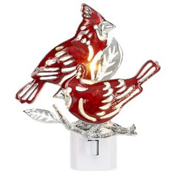 Red Cardinals on Branch Zinc Plug In Night Light 3.5 inch