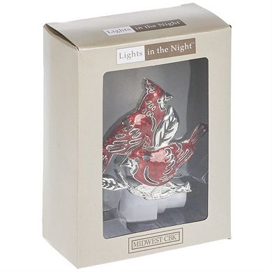 Red Cardinals on Branch Zinc Plug In Night Light 3.5 inch