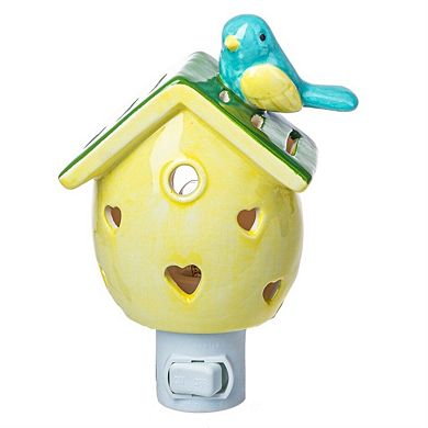 Ganz Multicolor Birdhouse with Blue Bird Ceramic Plug in Night Light 5 Inch
