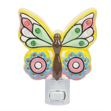 Ganz Multicolor Butterfly Ceramic Plug in Night Light 5.25 Inch