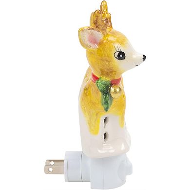 Christmas Deer Ceramic Plug in Night Light 6.5 inch