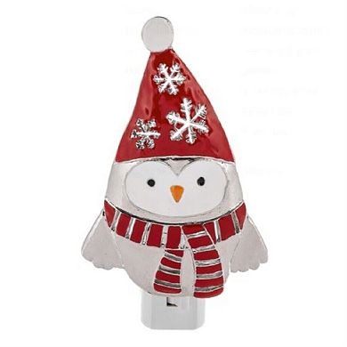 Ganz Winter Bird in Red Snowflake Hat Zinc Plug In Night Light 5.5 Inch