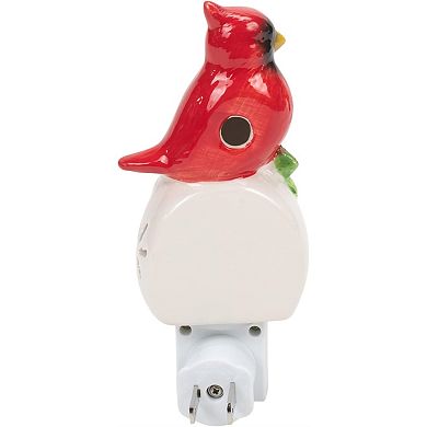 Christmas Cardinal with Holly Ceramic Plug in Night Light