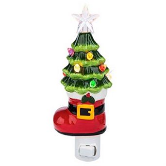 Ganz Santa Boot with Tree Christmas Plug in Night Light 6.5 Inch
