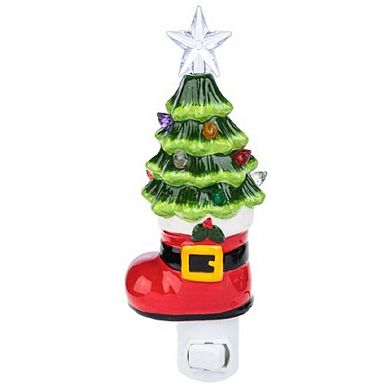 Ganz Santa Boot with Tree Christmas Plug in Night Light 6.5 Inch