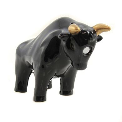 The Bull and Bear Battle Magnetic Ceramic Salt and Pepper Shaker Set 3.25 inches