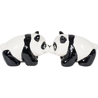 Cutie Panda Bears Kissing Attractives Magnetic Ceramic Salt and Pepper Shaker Set