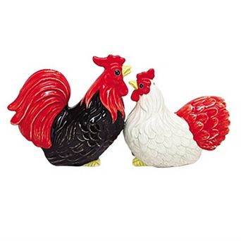 Rooster and Hen Attractives Ceramic Magnetic Salt Pepper Shakers