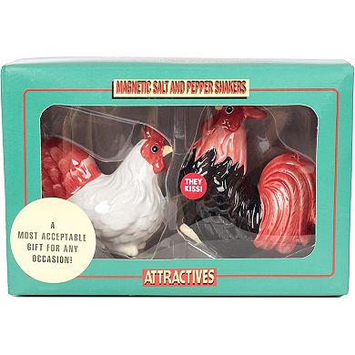Rooster and Hen Attractives Ceramic Magnetic Salt Pepper Shakers
