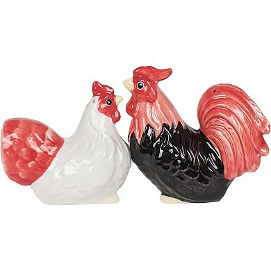Rooster and Hen Attractives Ceramic Magnetic Salt Pepper Shakers