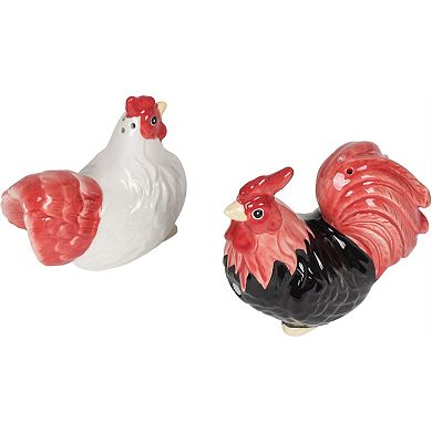 Rooster and Hen Attractives Ceramic Magnetic Salt Pepper Shakers