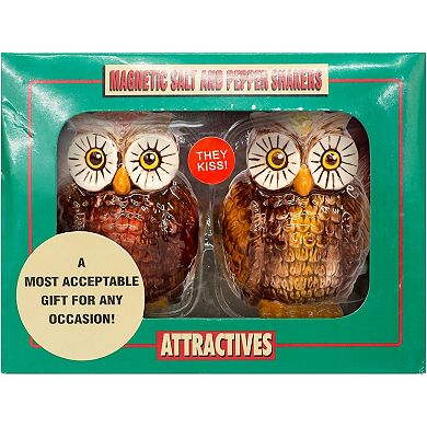 Brown Owls Attractives Ceramic Magnetic Salt and Pepper Shaker Set