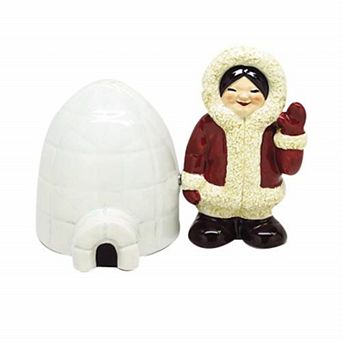 Inuit and Igloo Attractives Ceramic Magnetic Salt Pepper Shaker Set
