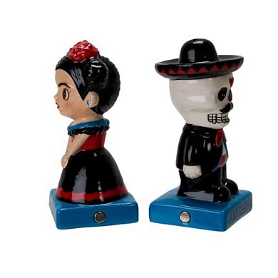 Pacific Giftware Día de Los Muertos Ceramic Magnetic Salt and Pepper Shakers