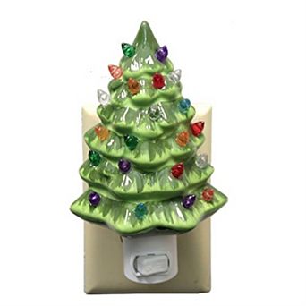 Ganz The Christmas Tree Green Ceramic Plug In Night Light 6.5 inch