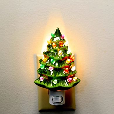 Ganz The Christmas Tree Green Ceramic Plug In Night Light 6.5 inch