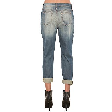 Stretch Denim Distressed Boyfriend Jeans