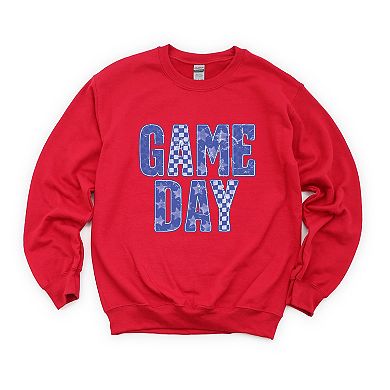 Game Day Blue Checkered - Womens Sweatshirt