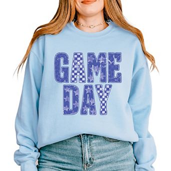Game Day Blue Checkered - Womens Sweatshirt