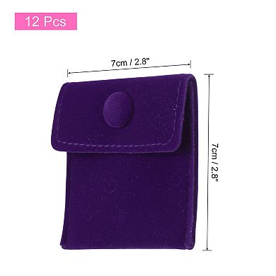 12 Pcs Velvet Jewelry Pouches with Snap Button 2.8x2.8 Inches for Rings