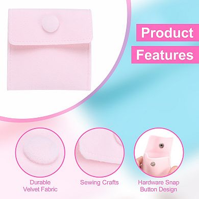 12 Pcs Velvet Jewelry Pouches with Snap Button 2.8x2.8 Inches for Rings