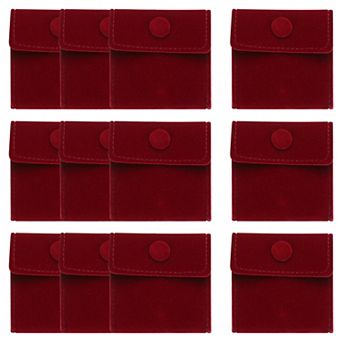 12 pc Velvet Jewelry Pouches with Snap Button 2.8x2.8 in for Rings