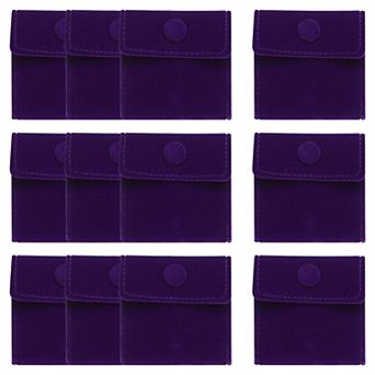 12 pc Velvet Jewelry Pouches with Snap Button 2.8x2.8 in for Rings