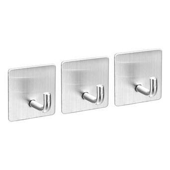 3 pc Self Adhesive Wall Hooks, 304 Stainless Steel Sticky Hooks Hanger