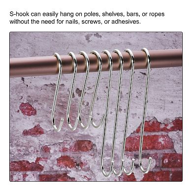 S Hanging Hooks, Extra Long Steel Hanger, Indoor Outdoor Uses for Garden, Bathroom, Closet, 2Pcs