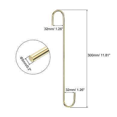 S Hanging Hooks, Extra Long Steel Hanger, Indoor Outdoor Uses for Garden, Bathroom, Closet, 2Pcs