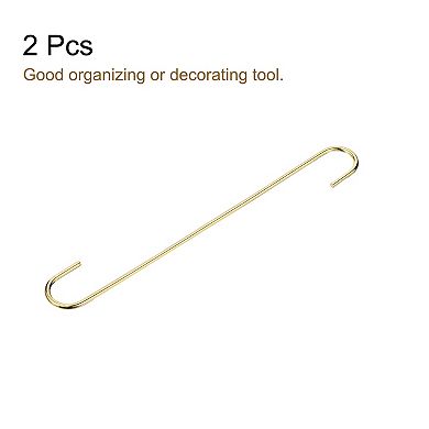 S Hanging Hooks, Extra Long Steel Hanger, Indoor Outdoor Uses for Garden, Bathroom, Closet, 2Pcs
