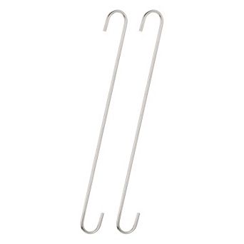 S Hanging Hooks, Extra Long Steel Hanger, Indoor Outdoor Uses for Garden, Bathroom, Closet, 2 pc